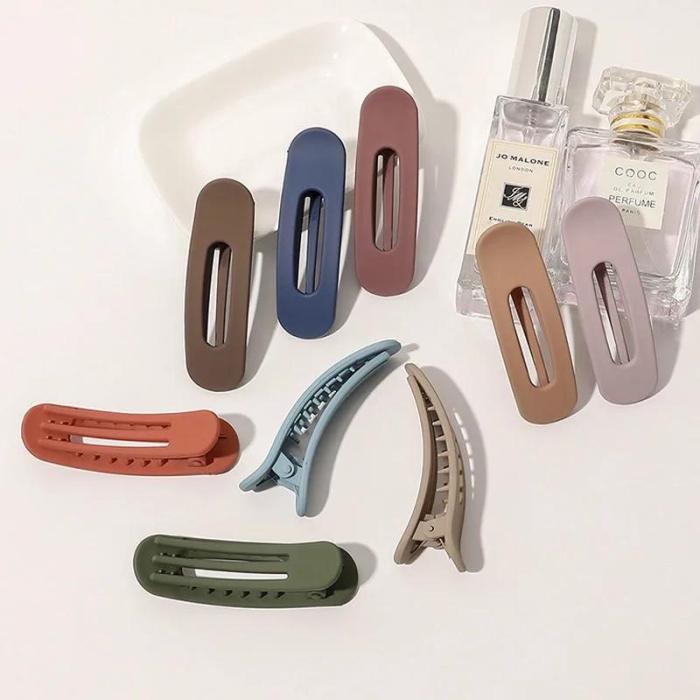 Elegant Hair Clips for Women - Non-Slip Acrylic, Fashionable Solid Colors (Green, Purple) | Stylish Rectangular Barrettes for Everyday Use
