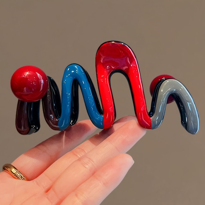 1\u002F2pcs Elegant Wave Design Hair Claw Clips - Large PVC Shark Clips for Women and Girls, Cute Minimalist Style, Modern Aesthetic, Single Piece, Perfect for Stylish Updos, Shark Hair Clip