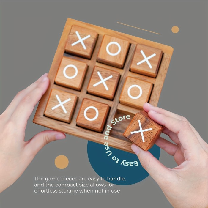 Classic Wooden Tic-Tac-Toe Game Set For All Ages - Perfect For Family Game Nights & Home Decor | Ideal For Coffee Tables, Living Rooms & Desks