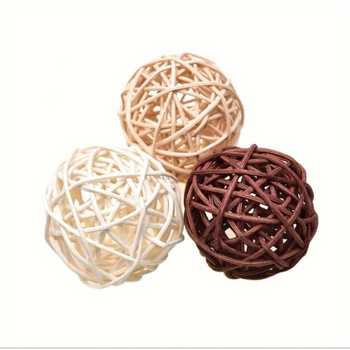 RV Decor Essential! 12pcs Natural Wicker Rattan Balls - Decorative Vase Filler, Ornament, Perfect for Adding a Rustic Touch to Your RV Decor