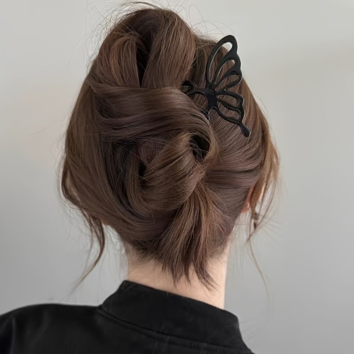 2pcs Minimalist Alloy Butterfly Hair Clips Set, Elegant Simple Style Hair Pins for Casual and Social Gatherings, Hair Accessories for Women and Teens 14+ - Solid Color Alloy Hair Barrettes
