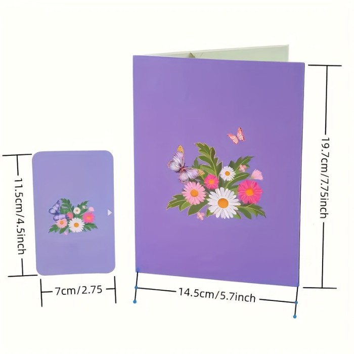 Intricate Design Vibrant 3D Pop-Up Floral Greeting Card with Butterfly & Flower Design - Perfect for Birthdays, Teacher Appreciation, Thanksgiving, Anniversaries & Mother's Day, Flower Decorations