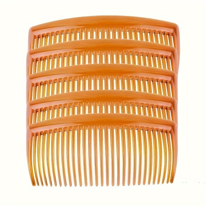 5-Pack Plastic Side Combs for Twisting Hair, French Twist Hair Claws, Fine Toothed Hair Accessories for Women and Girls, Suitable for Normal and Curly Hair Types, Unscented