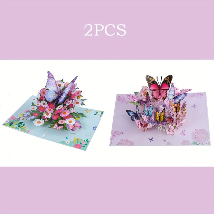 Intricate Design Vibrant 3D Pop-Up Floral Greeting Card with Butterfly & Flower Design - Perfect for Birthdays, Teacher Appreciation, Thanksgiving, Anniversaries & Mother's Day, Flower Decorations
