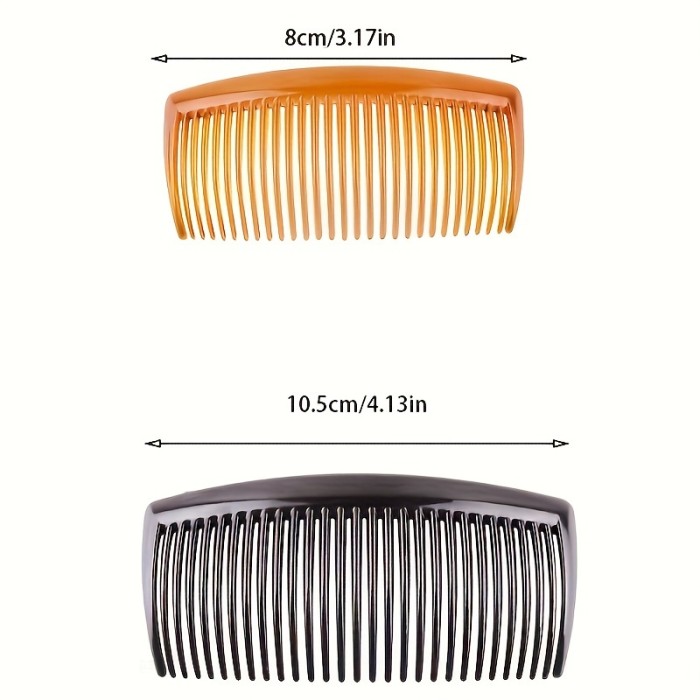 5-Pack Plastic Side Combs for Twisting Hair, French Twist Hair Claws, Fine Toothed Hair Accessories for Women and Girls, Suitable for Normal and Curly Hair Types, Unscented