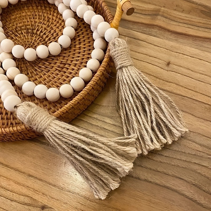 Rustic Wooden Tassel Garland 1pc Rustic Wooden Beads Garland with Tassels - Perfect for Farmhouse Boho Decor, Coffee Table, Living Room, Bedroom, St. Patrick's Day, Easter, Spring, Mother's Day Gift