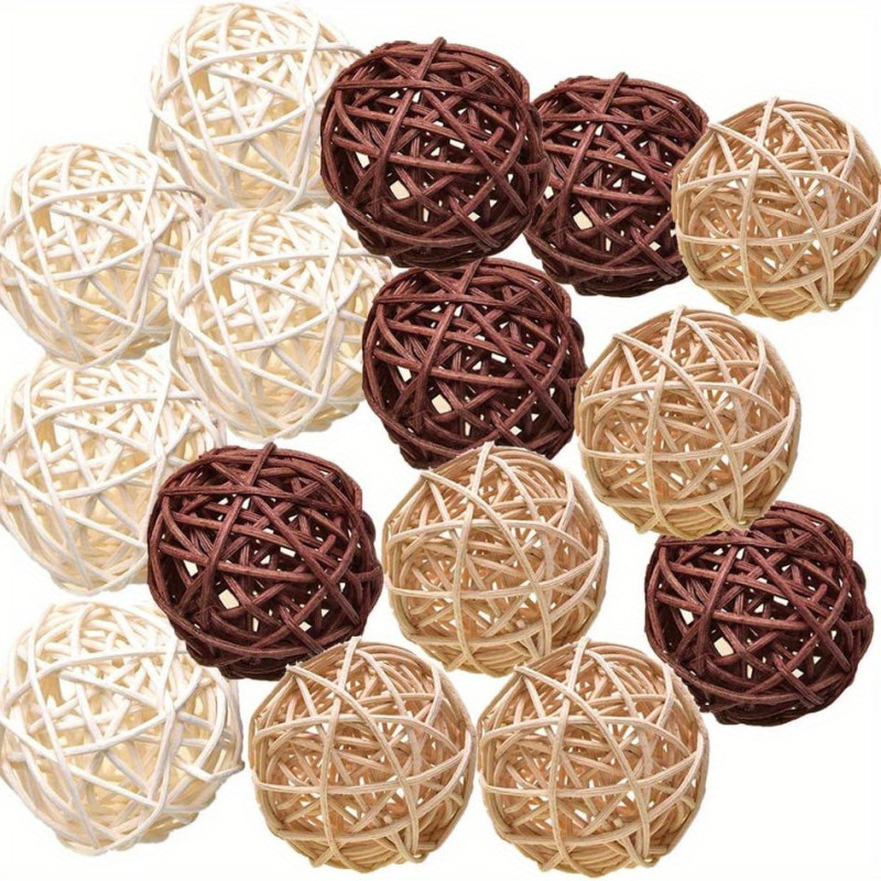 RV Decor Essential! 12pcs Natural Wicker Rattan Balls - Decorative Vase Filler, Ornament, Perfect for Adding a Rustic Touch to Your RV Decor