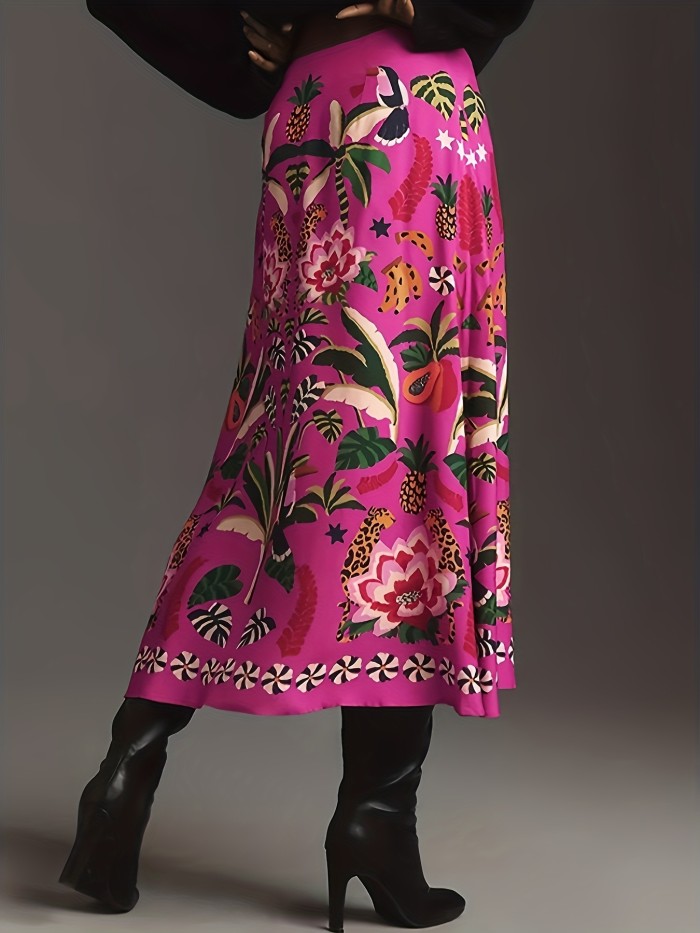 Nian Nian Ethnic Style Printed Long Skirt - Red, Directional for Cultural Wear
