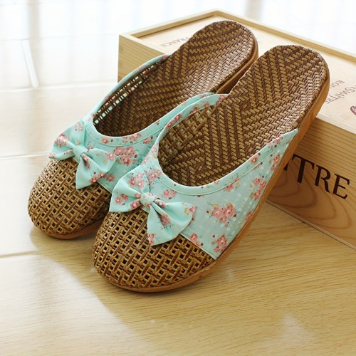 Breathable Linen Slippers for Women - Floral Design, Lightweight & Comfortable Summer Indoor Shoes with Cork Sole, Hand Wash Only, Indoor Summer Shoes | Floral Slippers | Linen Upper