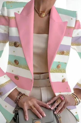 Lady Fashion Suit Jackets Chic Print Slim  Blazer Elegant Blazers