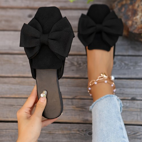 Fairy Style Bow Head Slippers New Summer Fairy Style Bow Head Slippers - Women's Outdoor Flat Heel Temperament Half Support Matching Skirt Slippers
