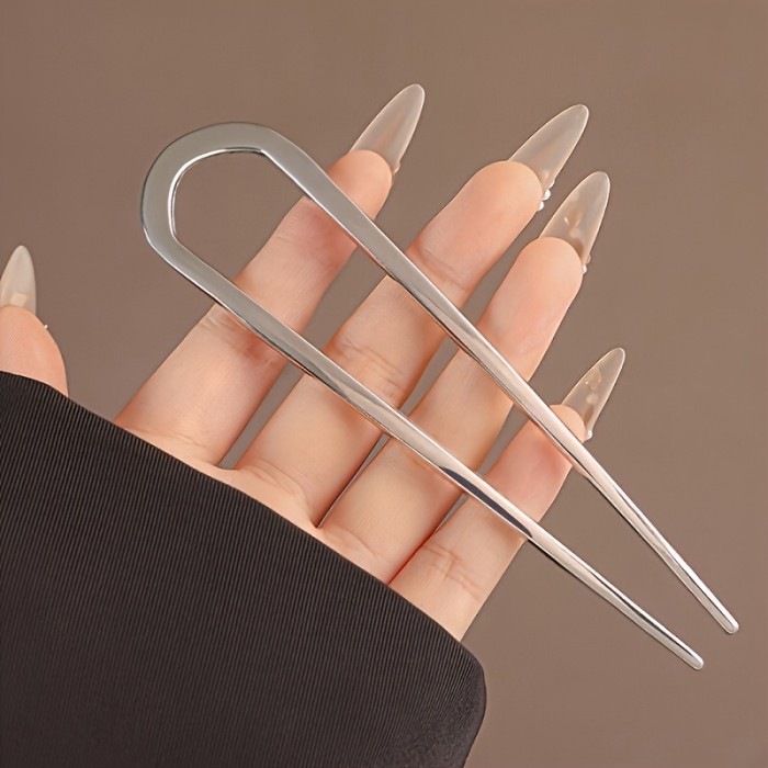 Women'S Fashion French U-Shaped Hair Clip - A Multifunctional Alloy Hair Fork Suitable for Thick And Ordinary Hair, with a Bun Head Fixed Artifact And a U-Shaped Metal Antique Style Hair Clip at The Back of The Head, a Women'S Hair Coiling Artifact