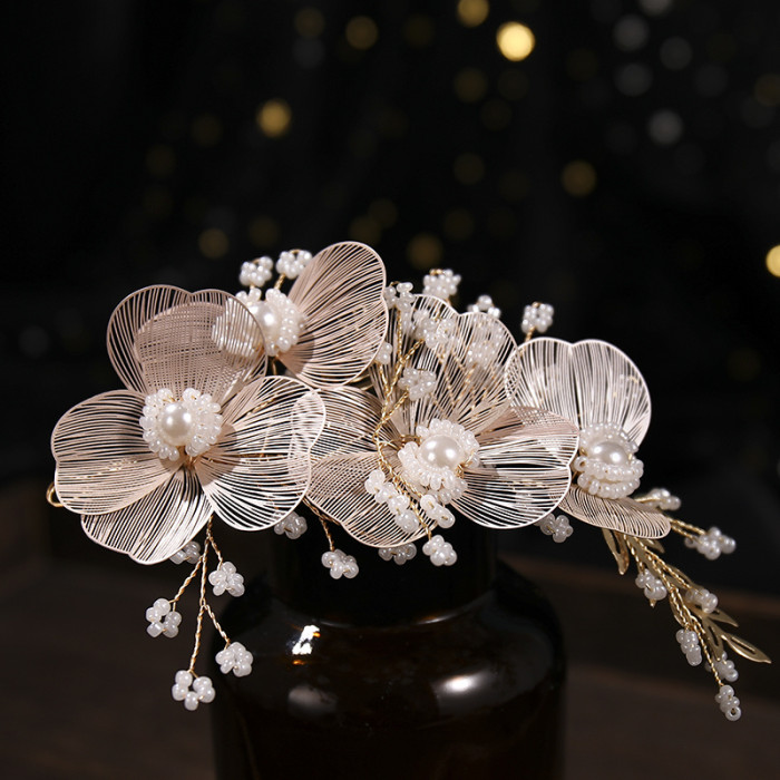 Bridal Wedding Headband Flower Faux Pearl Hairpin Hair Accessories For Women Hair Jewelry Party Bride Headpiece Bridesmaid Gift