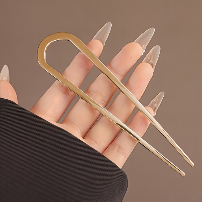 Women'S Fashion French U-Shaped Hair Clip - A Multifunctional Alloy Hair Fork Suitable for Thick And Ordinary Hair, with a Bun Head Fixed Artifact And a U-Shaped Metal Antique Style Hair Clip at The Back of The Head, a Women'S Hair Coiling Artifact