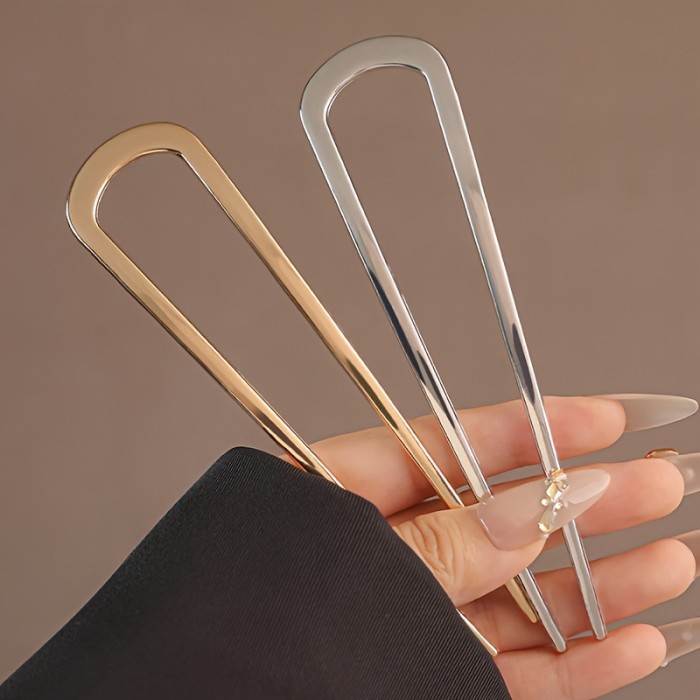 Women'S Fashion French U-Shaped Hair Clip - A Multifunctional Alloy Hair Fork Suitable for Thick And Ordinary Hair, with a Bun Head Fixed Artifact And a U-Shaped Metal Antique Style Hair Clip at The Back of The Head, a Women'S Hair Coiling Artifact