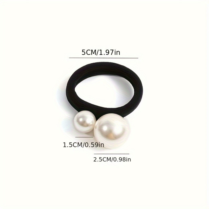 Elegant 2pcs Faux Pearl Hair Ties - High Elasticity, Durable Ponytail Holders for Women & Girls - Perfect for Everyday & Special Occasions