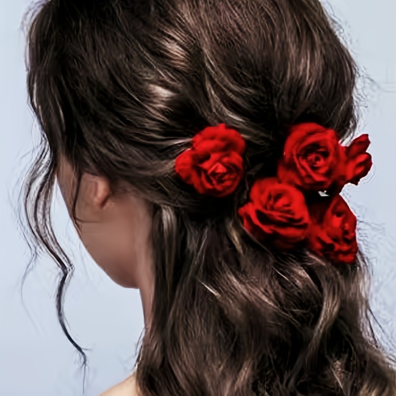 5pcs Fashion Classic High Quality Simulation Rose Hairpin Decor