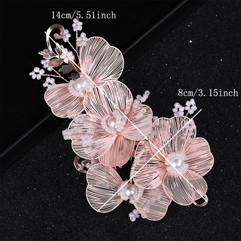 Bridal Wedding Headband Flower Faux Pearl Hairpin Hair Accessories For Women Hair Jewelry Party Bride Headpiece Bridesmaid Gift