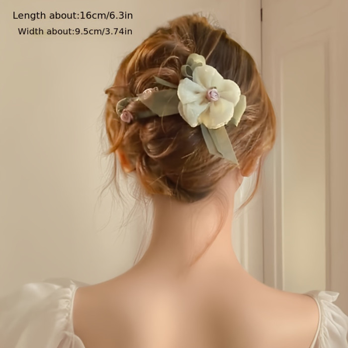 Everyday Comfort | Elegant Fabric Flower Hair Clip with Rose Design - Flat Hair Accessory for Secure Hold, Suitable for Thick and Thin Hair, Perfect for Casual Attire or Special Occasions, Hair Accessories