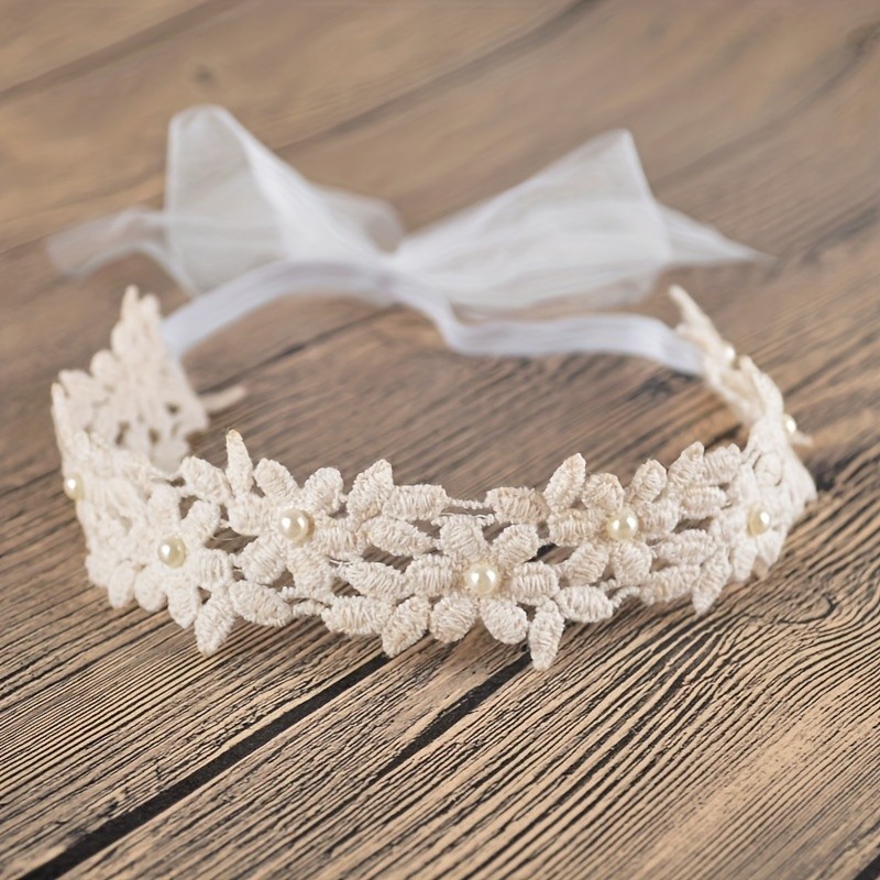 Lace Youngsters's Hair Tie Youngsters's Headwear with Lace and Pearl Diamond Youngsters's Headband Hair Tie Photography Props 1pc