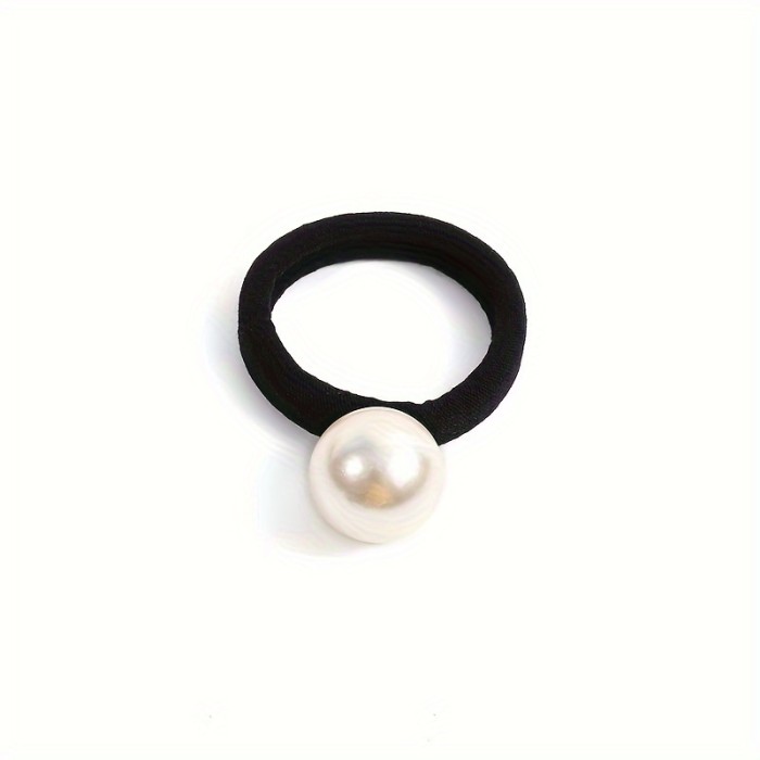 Elegant 2pcs Faux Pearl Hair Ties - High Elasticity, Durable Ponytail Holders for Women & Girls - Perfect for Everyday & Special Occasions