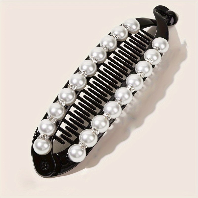1pc Elegant Faux Pearl Decorative Hair Claw Clip Vintage Non Slip Hair Grab Clip for Women And daily use Wear