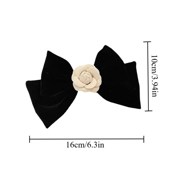 2pcs Velvet Camellia Hair Accessories Set, Elegant Fleece Bow Hair Clips, Stylish Hair Pins for Women, Perfect for New Year'S and Christmas Gifts, Temperament Hairpiece, Velour Material