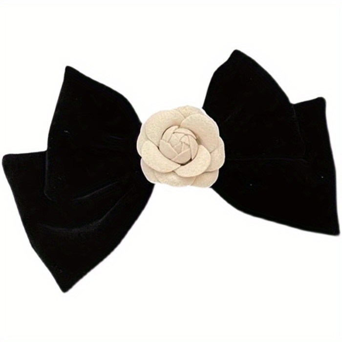 2pcs Velvet Camellia Hair Accessories Set, Elegant Fleece Bow Hair Clips, Stylish Hair Pins for Women, Perfect for New Year'S and Christmas Gifts, Temperament Hairpiece, Velour Material