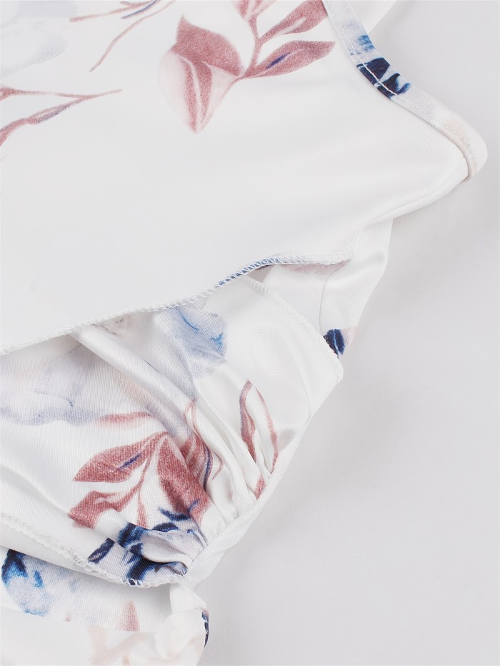 Women'S Elegant Sleeveless Midi Dress, Floral Print Polyester Slip with Notched Collar, Regular Fit & Flared Hem, 210g\u002Fm² Woven Fabric, Spring\u002FSummer\u002FFall Collection