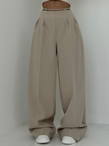 Chic waist tie embellished trousers