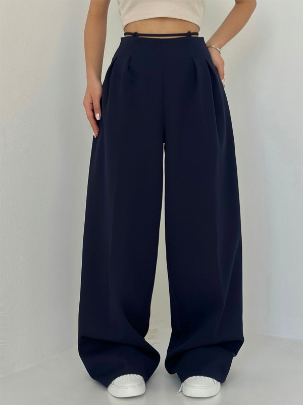 Chic waist tie embellished trousers