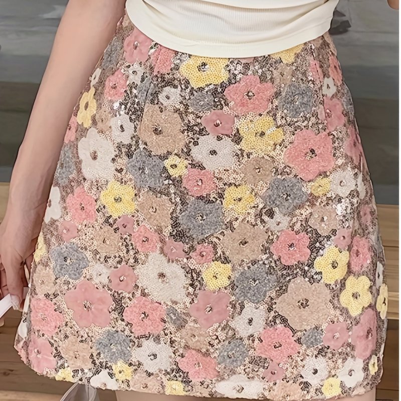 Women's Elegant Floral Print Midi Skirt - Stretchy Polyester-Spandex Blend, Lightweight 150g\u002Fm² Fabric, All-Season Versatile Skirt for Casual & Formal Outfits, Everyday Versatile Skirt | Floral Midi Skirt | Stretchy Material Skirt