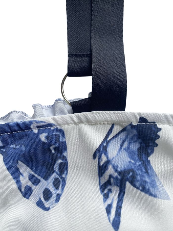 Women's White A-Line Midi Dress - Sleeveless, Lightweight Polyester, Lace-Up Waist, O-Ring Shoulders, Blue Butterfly Pattern, Perfect for Spring\u002FSummer Parties