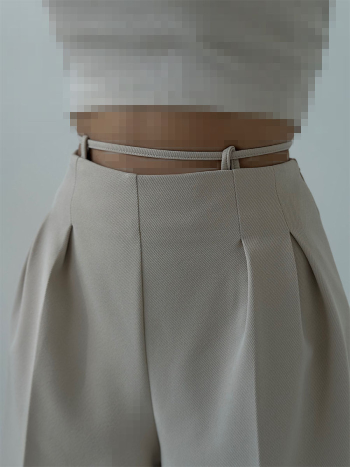 Chic waist tie embellished trousers
