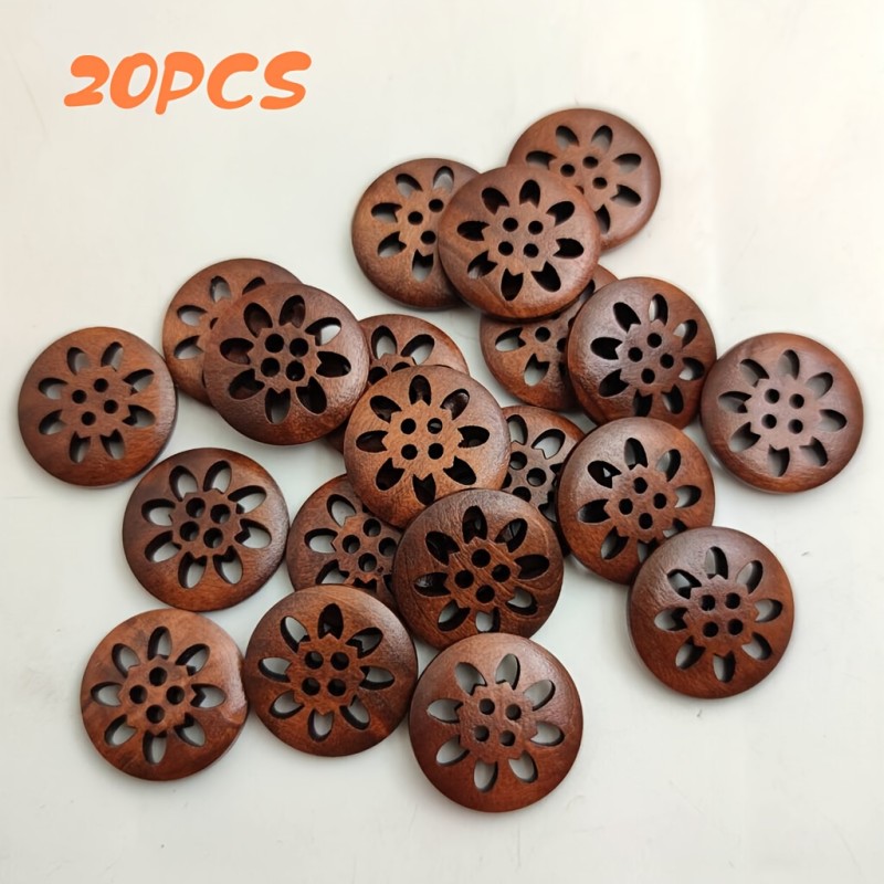 25mm Snowflake Wooden Button