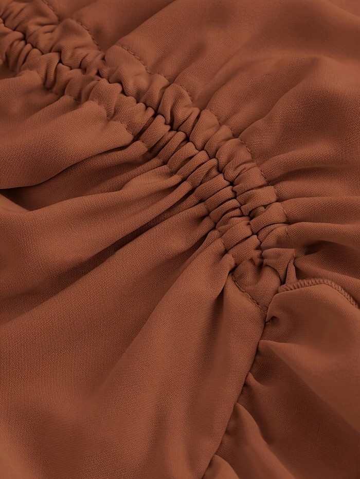 Tiered Ruffle Elegant Skirt for Women Elegant Asymmetrical Tiered Ruffle Skirt for Women, Casual Polyester Zipper Skirt with Drawstring, Woven Solid Color, All-Season Wear