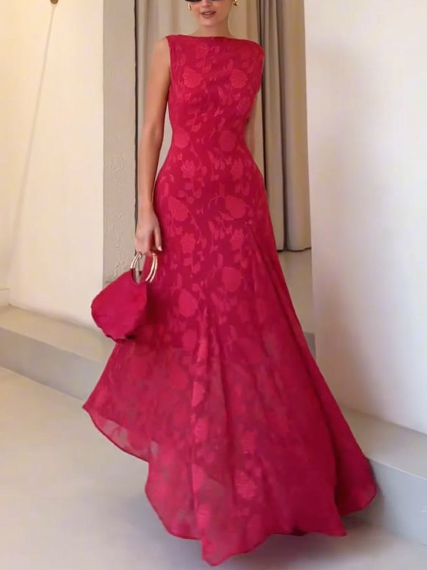 Red elegant printed dress