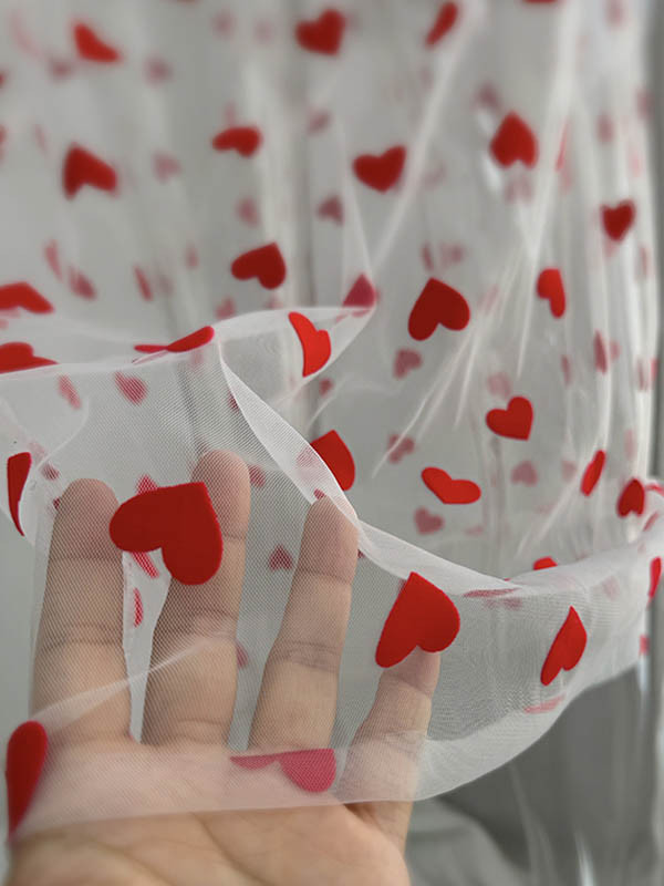 Loose Short Sleeves Heart Print Mesh See-Through Split-Joint Round-Neck Midi Dresses