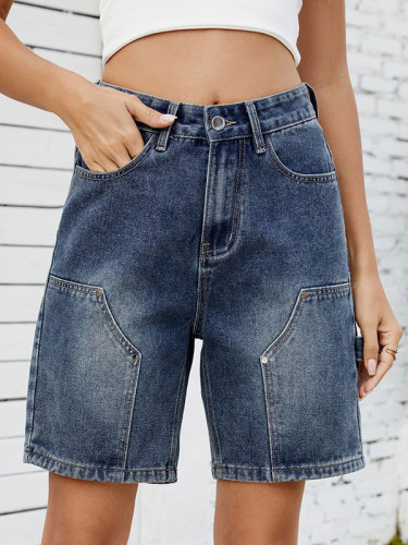 Wide Leg Buttoned Pockets Jean Pants Bottoms Shorts Bottoms