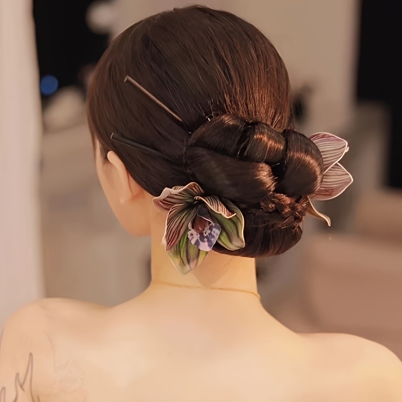 2-Pin Elegant Updo Hair Accessories Wedding Hair Pins Set of 2, Bride Bridesmaid Floral Hair Forks, Elegant Updo Hairstyle Accessories with Simulated Flowers for Special Occasions