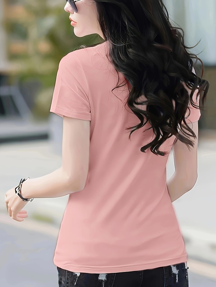 Elegant Peach Women's Blouse with Tie-Front Detail - Slim Fit, Short Sleeve, Polyester & Elastane Blend, Machine Washable - Perfect for Spring & Summer, Casual or Office Wear