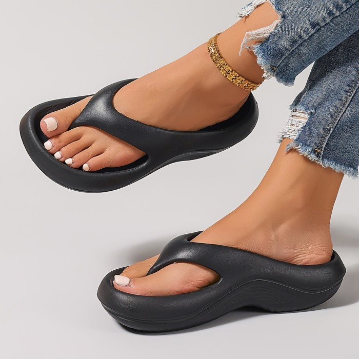 Summer 2024 Women's Fashion Slides - Casual Thick Sole Flip-Flops, Non-Slip EVA Beach Sandals