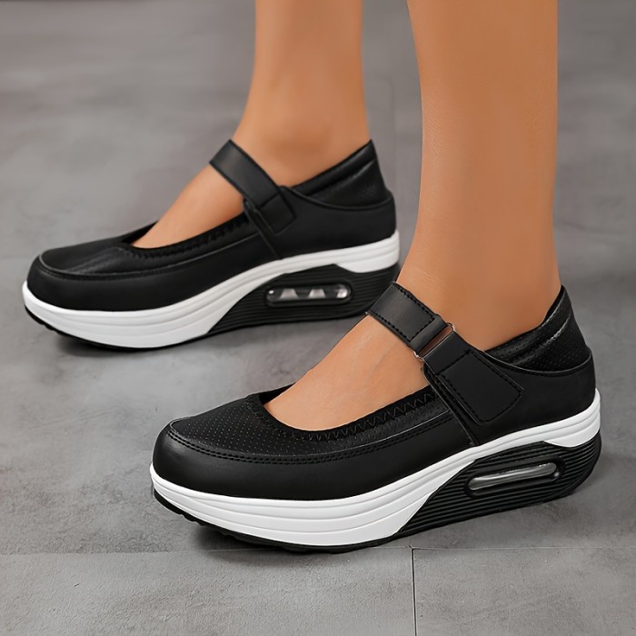 Women'S Fashion Sneakers Low Top Hook-and-Loop Fastener Plain Toe PU Sole Breathable Comfortable Nurse Shoes All-Season Solid Color with Cushioned Insole from Quanzhou - Professional Dry Clean or Hand Wash