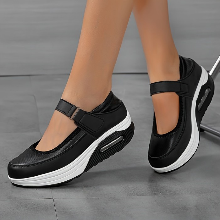 Women'S Fashion Sneakers Low Top Hook-and-Loop Fastener Plain Toe PU Sole Breathable Comfortable Nurse Shoes All-Season Solid Color with Cushioned Insole from Quanzhou - Professional Dry Clean or Hand Wash