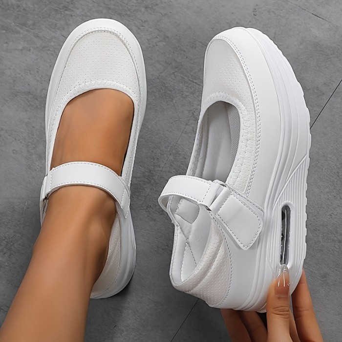 Women'S Fashion Sneakers Low Top Hook-and-Loop Fastener Plain Toe PU Sole Breathable Comfortable Nurse Shoes All-Season Solid Color with Cushioned Insole from Quanzhou - Professional Dry Clean or Hand Wash