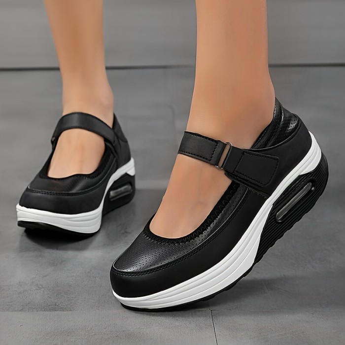 Women'S Fashion Sneakers Low Top Hook-and-Loop Fastener Plain Toe PU Sole Breathable Comfortable Nurse Shoes All-Season Solid Color with Cushioned Insole from Quanzhou - Professional Dry Clean or Hand Wash