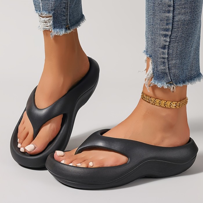 Summer 2024 Women's Fashion Slides - Casual Thick Sole Flip-Flops, Non-Slip EVA Beach Sandals