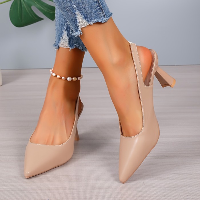 Stiletto Heel Sparkle Slingback Shoes Chic Women's Slingback Shoes - Pointed Toe, Stiletto Heel, Breathable Microfiber Cover, Sparkle Accent, Versatile For All Seasons