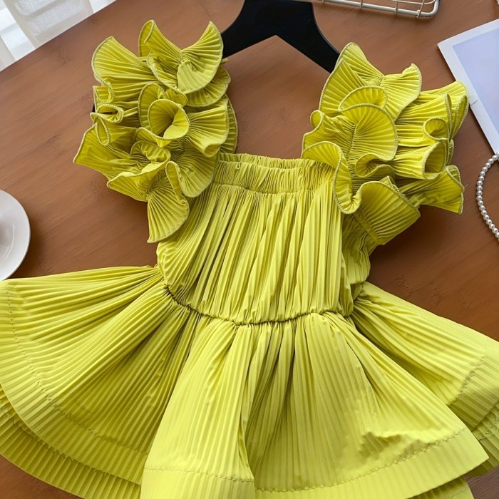 Elegant Off-Shoulder Pleated Blouse with Ruffle Detail - Chic Solid Color, Tie-Waist Design, Perfect for Spring\u002FSummer, Adult Women'S Fashion, Casual Attire|Ruffle Detail Top| Shirting styl