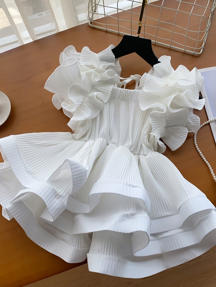 Elegant Off-Shoulder Pleated Blouse with Ruffle Detail - Chic Solid Color, Tie-Waist Design, Perfect for Spring\u002FSummer, Adult Women'S Fashion, Casual Attire|Ruffle Detail Top| Shirting styl